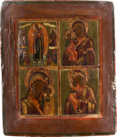 A QUADRI-PARTITE ICON SHOWING IMAGES OF THE MOTHER OF GOD - photo 1