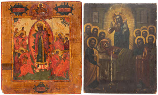 TWO ICONS SHOWING THE MOTHER OF GOD 'JOY TO ALL WHO GRIEVE' AND THE DORMITION OF THE MOTHER OF GOD - Foto 1