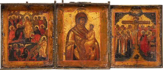 A TRIPTYCH SHOWING THE MOTHER OF GOD, THE HARROWING OF HELL AND THE CRUCIFIXION OF CHRIST - photo 1