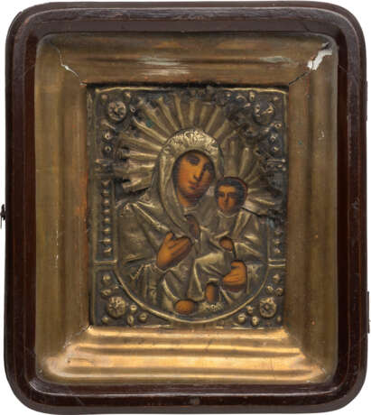 A PAIR OF WEDDING ICONS WITH OKLAD WITHIN KYOT AND A BRASS AND ENAMEL CRUCIFIX - фото 2