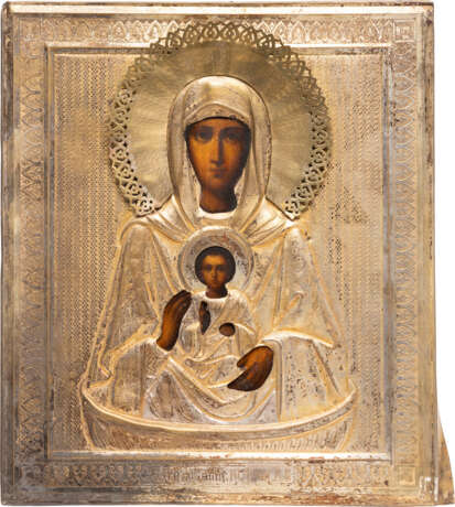 AN ICON SHOWING THE MOTHER OF GOD 'LIFE-GIVING WELLSPRING' WITH OKLAD - Foto 1
