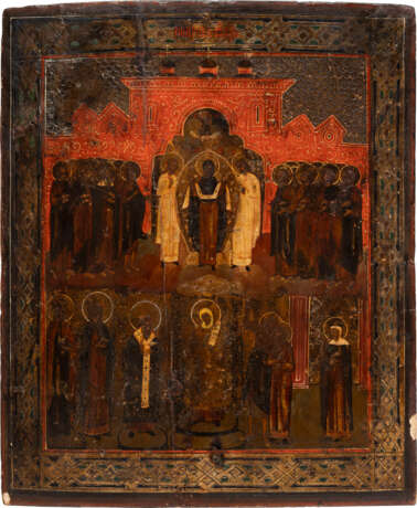 A LARGE ICON SHOWING THE PROTECTING VEIL OF THE MOTHER OF GOD (POKROV) - photo 1