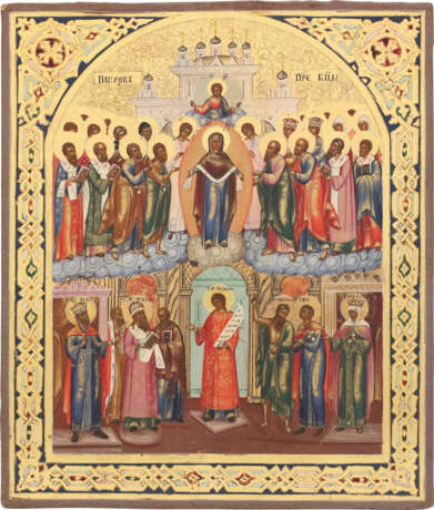 AN ICON SHOWING THE PROTECTING VEIL OF THE MOTHER OF GOD (POKROV) - фото 1