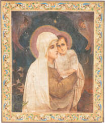 A LARGE ICON SHOWING THE MOTHER OF GOD AFTER VIKTOR VASNETSOV