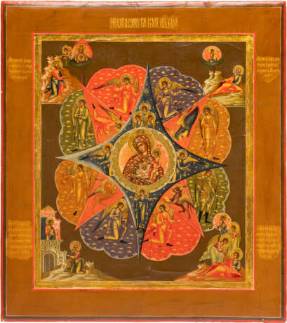 A LARGE ICON SHOWING THE MOTHER OF GOD OF THE UNBURNT BUSH - фото 1
