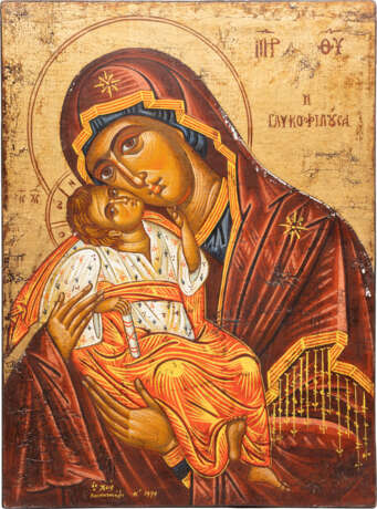 A LARGE ICON SHOWING THE SWEET-KISSING MOTHER OF GOD (GLYKOPHILOUSA) - Foto 1