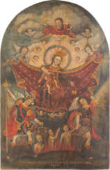 A LARGE PANEL SHOWING THE MOTHER OF GOD