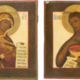 TWO ICONS SHOWING THE MOTHER OF GOD AND ST. JOHN THE FORERUNNER FROM A DEISIS - фото 1