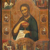 A LARGE ICON SHOWING ST. JOHN THE FORERUNNER WITH FEASTS - photo 1