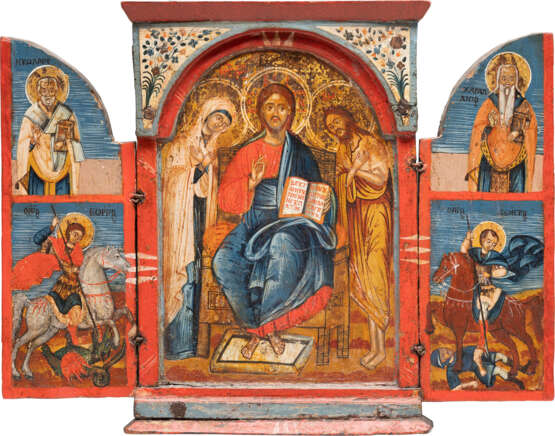 A TRIPTYCH SHOWING THE DEISIS AND SELECTED SAINTS - photo 1