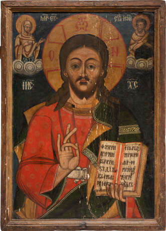 A MONUMENTAL ICON SHOWING CHRIST PANTOKRATOR FROM A CHURCH ICONOSTASIS - photo 1