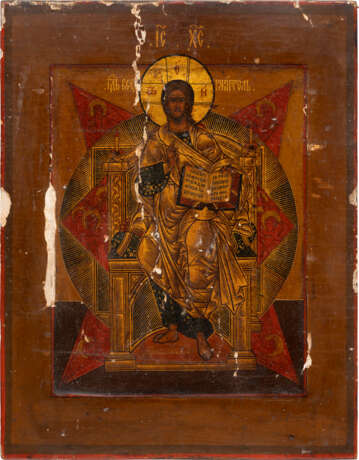 A FINE ICON SHOWING THE ENTHRONED CHRIST - Foto 1