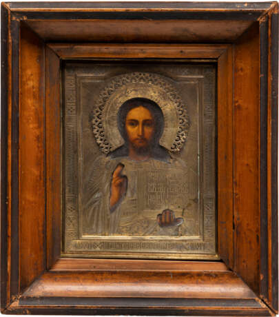 A SMALL ICON OF CHRIST PANTOKRATOR WITH OKLAD WITHIN KYOT - photo 2