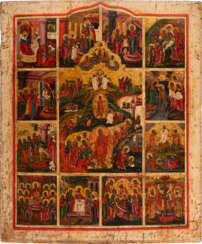 A LARGE ICON OF THE TWELVE MAJOR FEASTS OF THE ORTHODOX CHURCH