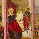 A RARE ICON SHOWING THE NATIVITY OF THE MOTHER OF GOD WITH BANQUET - photo 1