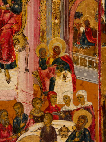 A RARE ICON SHOWING THE NATIVITY OF THE MOTHER OF GOD WITH BANQUET - Foto 3