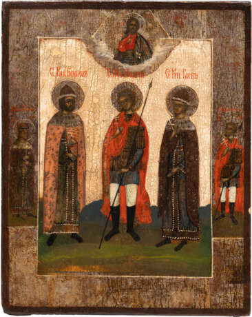 TWO ICONS SHOWING THE NATIVITY OF THE MOTHER OF GOD AND STS. BORIS, GLEB AND GEORGE - photo 3