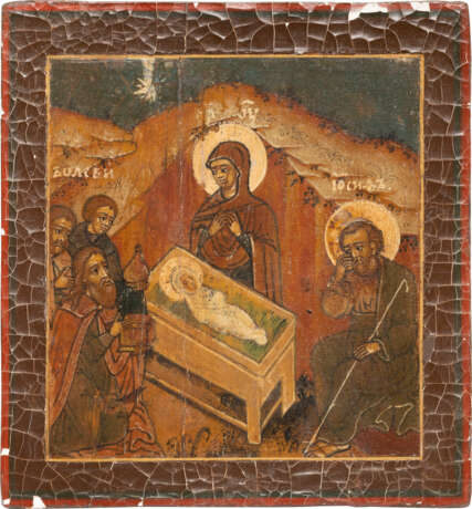 A FRAGMENT OF AN ICON SHOWING THE NATIVITY OF CHRIST - photo 1