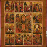A LARGE ICON SHOWING THE RESURRECTION OF CHRIST AND THE DESCENT INTO HELL SURROUNDED BY THE MOST IMPORTANT CHURCH FEASTS - фото 1