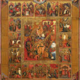 A FINE AND LARGE ICON SHOWING THE RESURRECTION AND DESCENT INTO HELL WITH FEASTS AND FOUR EVANGELISTS - Foto 1