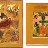 TWO ICONS SHOWING THE POKROV AND THE NATIVITY OF CHRIST - photo 1