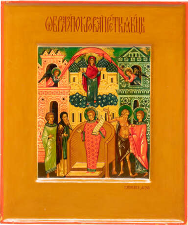 TWO ICONS SHOWING THE POKROV AND THE NATIVITY OF CHRIST - photo 3