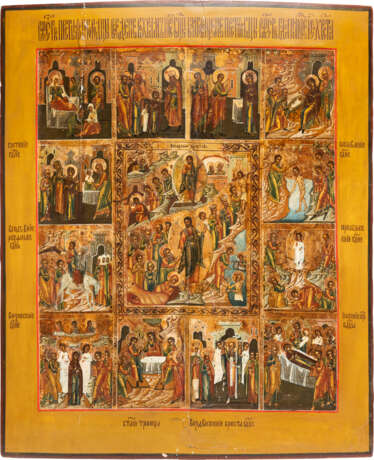A LARGE ICON SHOWING THE ANASTASIS AND TWELVE MAJOR FEASTS - Foto 1