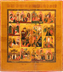 AN ICON SHOWING THE ANASTASIS SURROUNDED BY THE MOST IMPORTANT CHURCH FEASTS