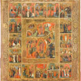 AN ICON SHOWING THE RESURRECTION OF CHRIST AND THE DESCENT INTO HELL WITHIN 16 MAJOR FEASTS - фото 1