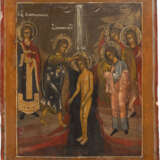 AN ICON SHOWING THE BAPTISM OF CHRIST AND ST. PANTELEIMON - photo 1