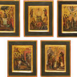 FIVE FRAGMENTS OF AN ICON SHOWING MAIN LITURGICAL FEASTS - Foto 1