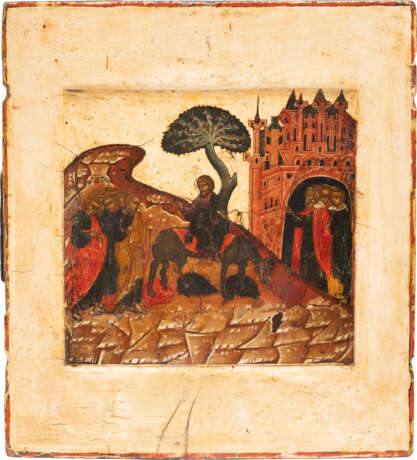 A SMALL ICON SHOWING THE ENTRY INTO JERUSALEM - photo 1