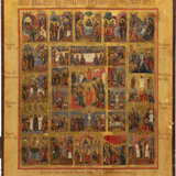 AN ICON SHOWING THE ANASTASIS WITH THE PASSION CYCLE AND THE MAIN ECCLECIASTICAL FEASTS - Foto 1