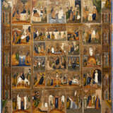 A LARGE ICON SHOWING THE ANASTASIS WITH THE PASSION CYCLE AND THE MAIN ECCLECIASTICAL FEASTS - Foto 1