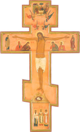 A LARGE CRUCIFIX SHOWING THE CRUCIFIED CHRIST AND SELECTED SAINTS - photo 1