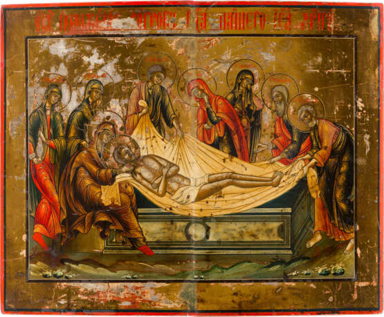 A LARGE ICON SHOWING THE ENTOMBMENT OF CHRIST - Foto 1