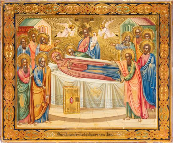 AN ICON SHOWING THE DORMITION OF THE MOTHER OF GOD AFTER THE ICON SHOWING THE ICON OF THE PECHERSKIY MONASTERY IN KIEV - photo 1