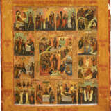 AN ICON SHOWING THE RESURRECTION AND THE DESCENT INTO HELL WITHIN TWELVE MAJOR FEASTS - Foto 1