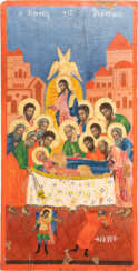 A LARGE DATED ICON SHOWING THE DORMITION OF THE MOTHER OF GOD