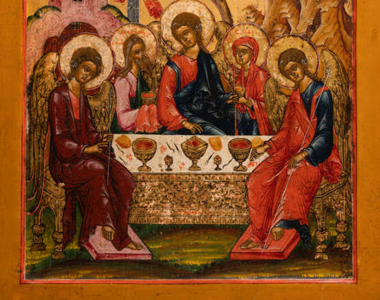 A VERY FINE ICON SHOWING THE OLD TESTAMENT TRINITY - photo 2