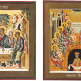 TWO ICONS SHOWING THE OLD TESTAMENT TRINITY AND THE PENTECOST - photo 1