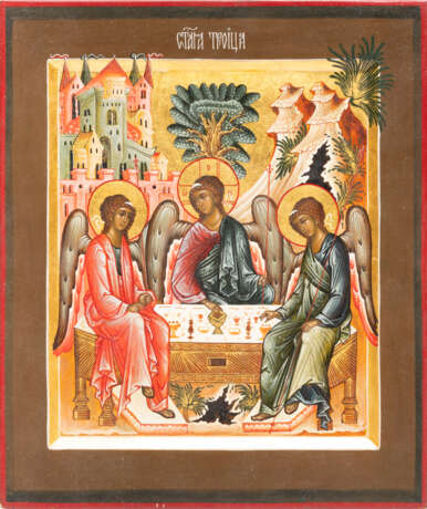 TWO ICONS SHOWING THE OLD TESTAMENT TRINITY AND THE PENTECOST - photo 2
