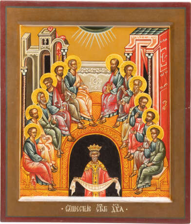 TWO ICONS SHOWING THE OLD TESTAMENT TRINITY AND THE PENTECOST - фото 3