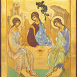 TWO LARGE ICONS SHOWING THE OLD TESTAMENT TRINITY AND THE DORMITION OF THE MOTHER OF GOD - photo 2