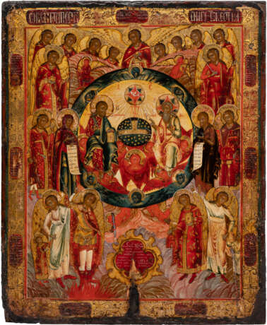 A LARGE ICON SHOWING THE NEW TESTAMENT TRINITY AND THE ARCHANGELS - Foto 1
