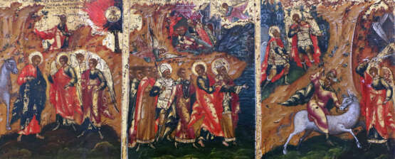 A VERY RARE AND LARGE ICON SHOWING THE ARCHANGEL MICHAEL WITH SCENES FROM HIS LIFE - photo 3