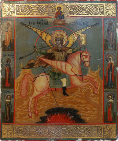 AN ICON SHOWING THE ARCHANGEL MICHAEL AS HORSEMAN OF THE APOCALYPSE - Foto 1