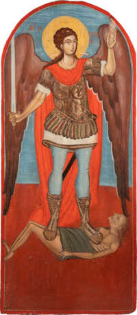 A MONUMENTAL ICON SHOWING THE ARCHANGEL MICHAEL AS PSYCHOPOMP FROM A CHURCH ICONOSTASIS - фото 1