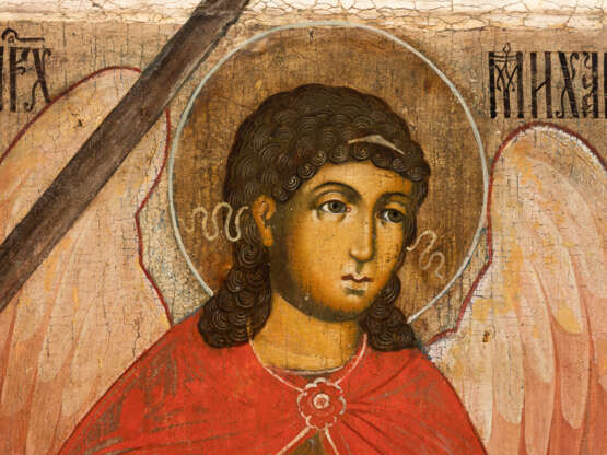 A MONUMENTAL ICON SHOWING THE ARCHANGEL MICHAEL FROM A CHURCH ICONOSTASIS - photo 3