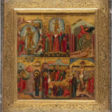 A VERY FINE TRAVELLING DIPTYCH WITH TWO ICONS SHOWING THE WEEK (SEDMITSUI) WITH SILVER-GILT BASMA - photo 2